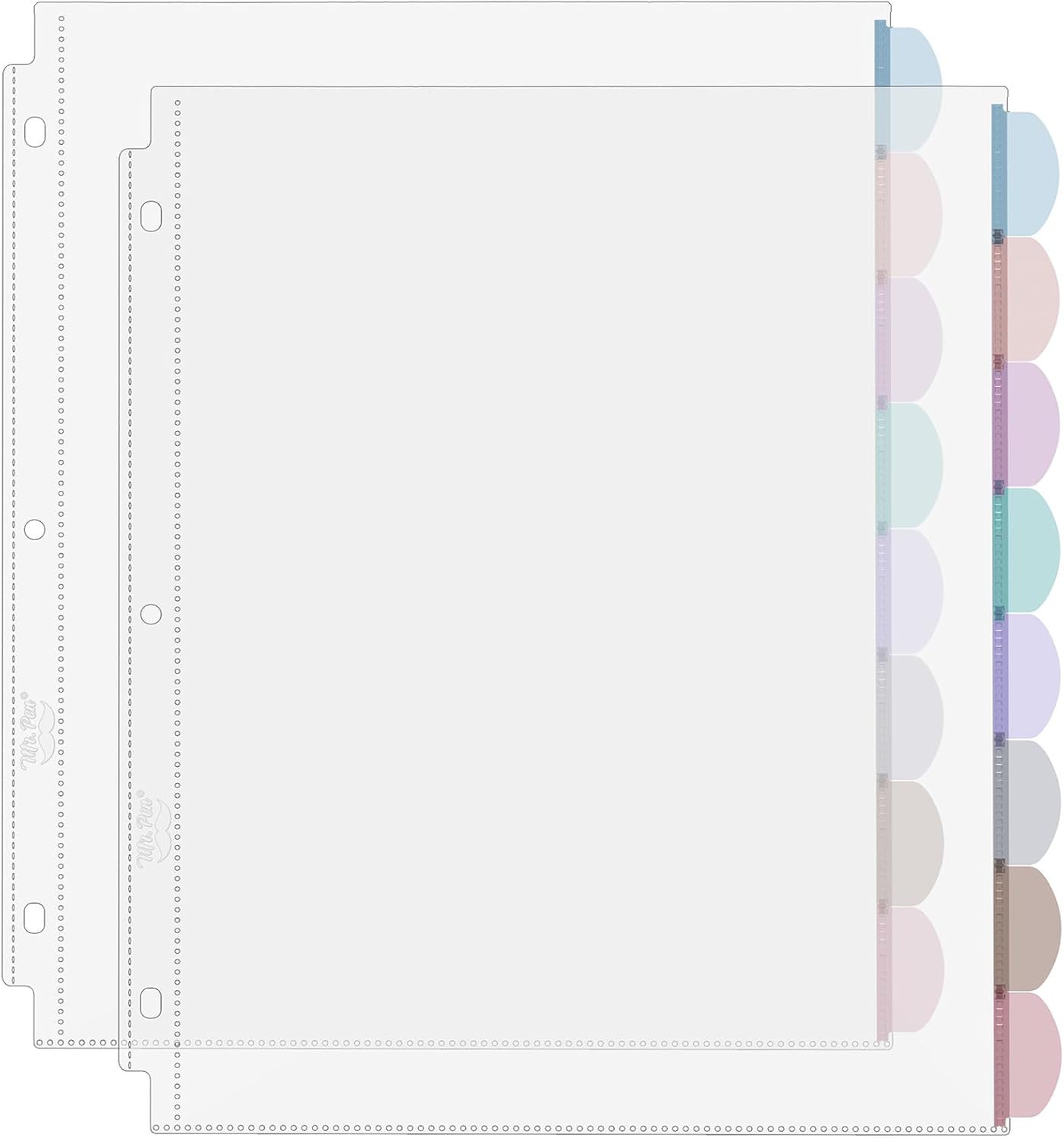 Index Tab Divider - A4 Transparante Bladbeschermers met Tabbladen, 8