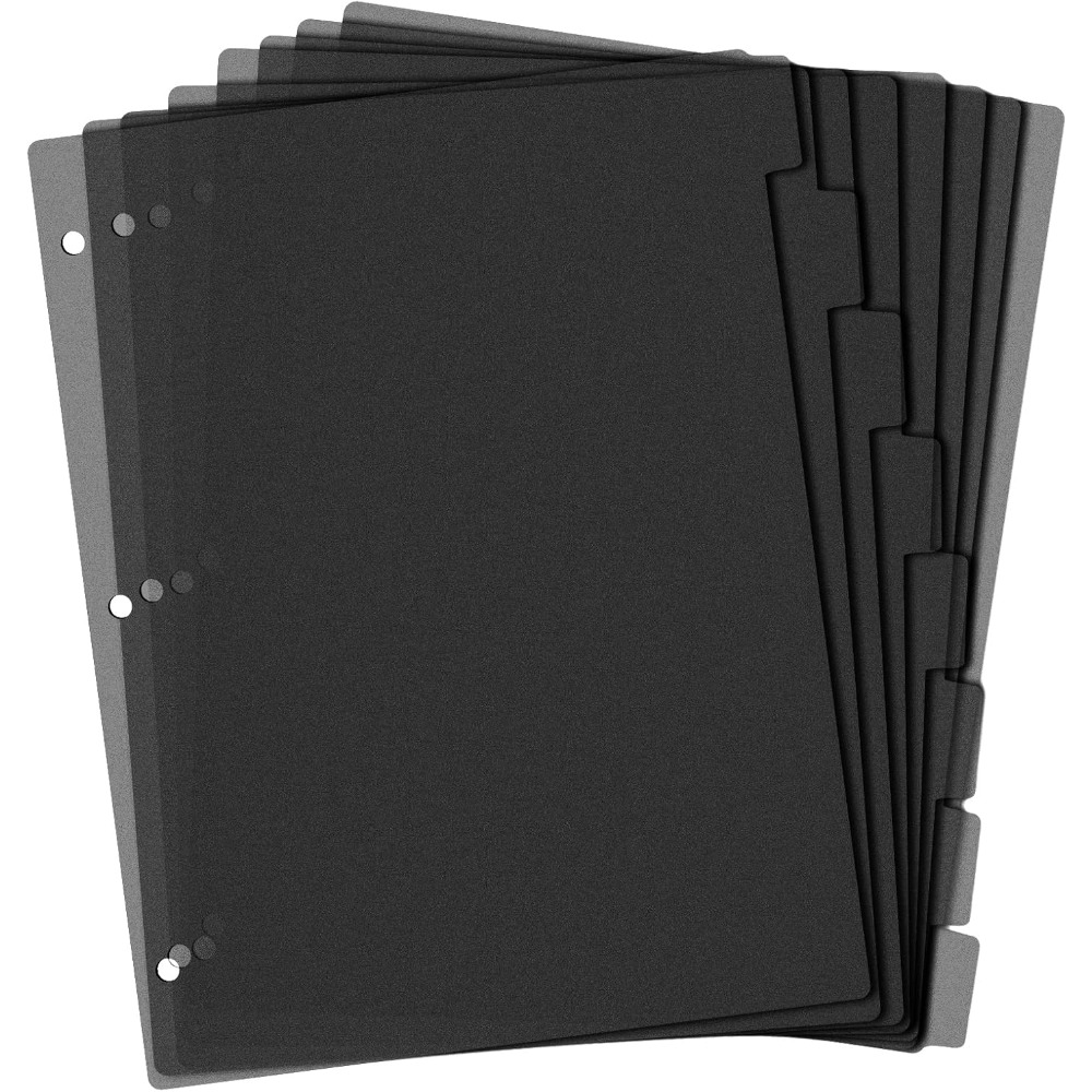 Index Tab Divider - 8-delige zwarte plastic mapverdelers A4 3-gaats